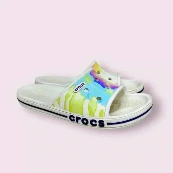 Crocs Bayaband Pastel Tie Dye Mania Slide Sandals Men’s 7 Iconic Comfort - Picture 1 of 6